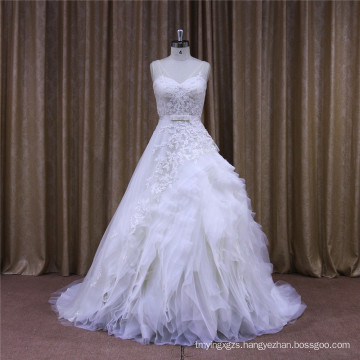 A Line Organza Lace Applique New Style Hotsale Wedding Dress